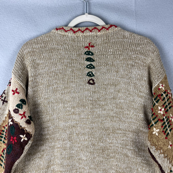 VTG Eagles Eye Cardigan Sweater Womens XL 3D Knit Chunky Christmas Artsy 90s - Picture 14 of 16